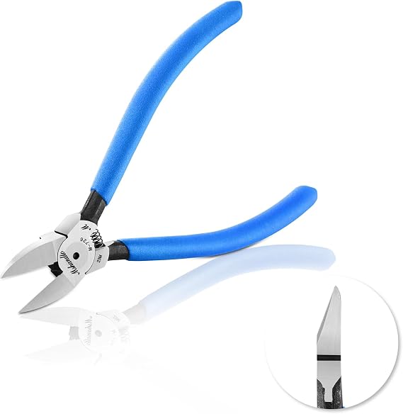 Wire Cutters Flush Cutters for Jewelry Making, Ultra-Sharp Side Cutters, CR-V Diagonal Cutters for Crafting, Flush Cut Pliers for Plastic Soft Copper Wire, Floral, Circuit Board (6" 1Pack)