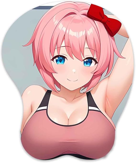 3D Mouse Pad Oppai Mousepad with Soft Gel Wrist Rest Anime Manga Gaming Boob pad Anti-Slip Mouse Mat (Sayori)