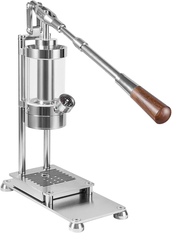 Manual Lever Espresso Maker, Hand-pressed Stainless Steel Coffee Press Machine with 58mm Portafilter & 345ml Water Capacity for Cappuccino, Latte, Macchiato, Home Travel