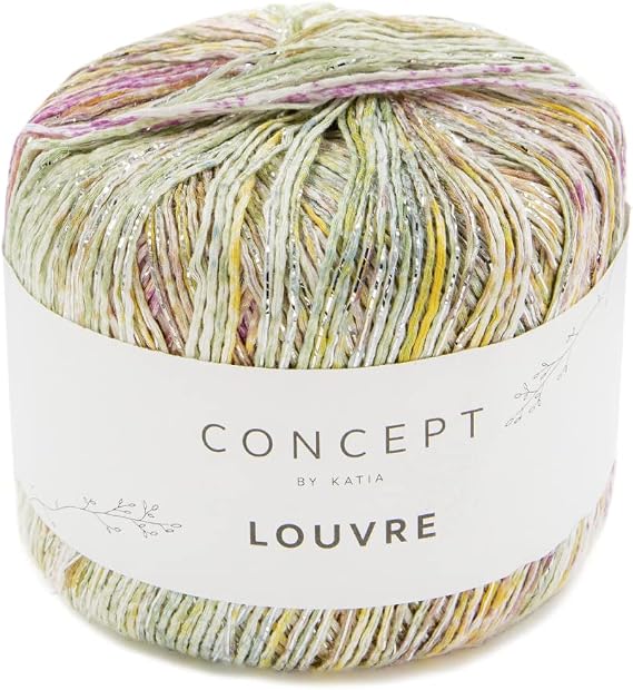 Viscose Yarn with Glitter Katia Louvre Colour 85, Light Summer Yarn with Glitter Thread