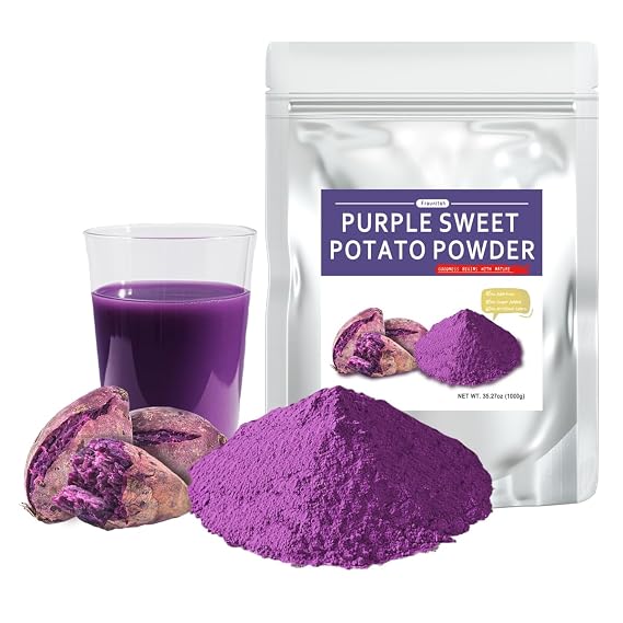 Fraunitsh Purple Sweet Potato Powder 2.2lbs | Ube Powder | Natural Purple Yam Powder Food Coloring for Baking Smoothies Drinks Latte & Recipes | No Additives