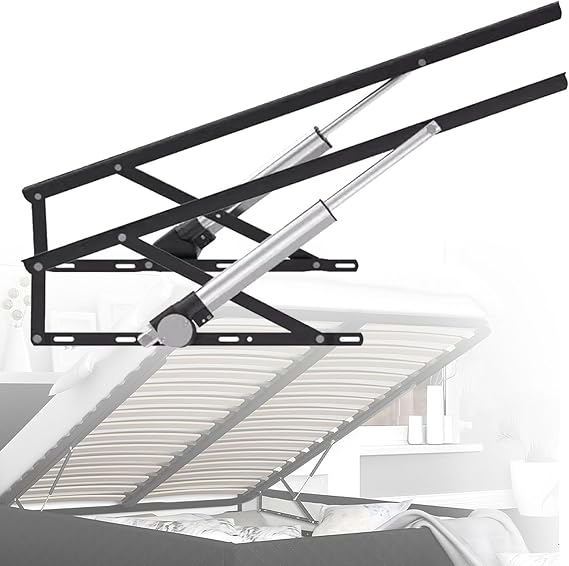 Electric Bed Lift Mechanism, 2 PCS Steel Heavy Duty Bed Risers, Load 600KG, with Remote Control, Space Saving Folding Bed Lifting Rod, for Storage Box Bed, Sprung Divan Bases Black-1.5m
