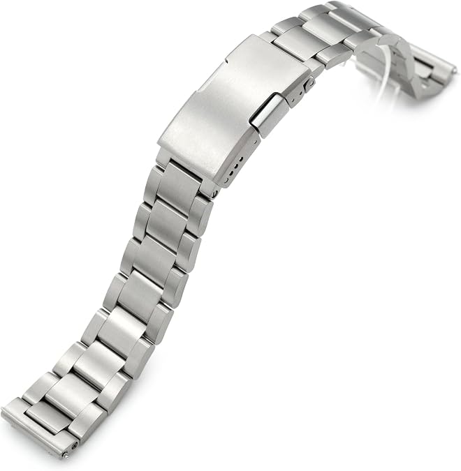 MiLTAT 20mm Super-O2 Pull-Twist-QR Titanium Watch Band Straight End Quick Release, Brushed Slinea Clasp