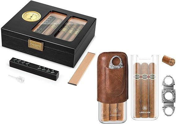 Cigar Humidor & Acrylic Leather Case