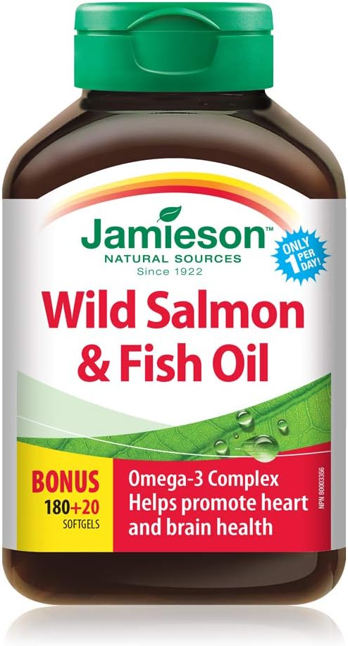 Jamieson Wild Salmon &amp;amp; Fish Oils Omega-3 Complex 1000 mg, 200 soft-gels