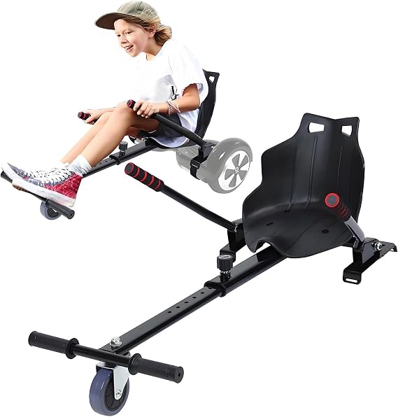 Hoverboard Seat Attachment 265lbs Capacity, 27" to 39" Adjustable Length Hover Board Go Kart Accessory w/Comfortable&Sturdy Seat,Go Cart Compatible with 6.5" 8" 10" Hoverboard,Kids Adults