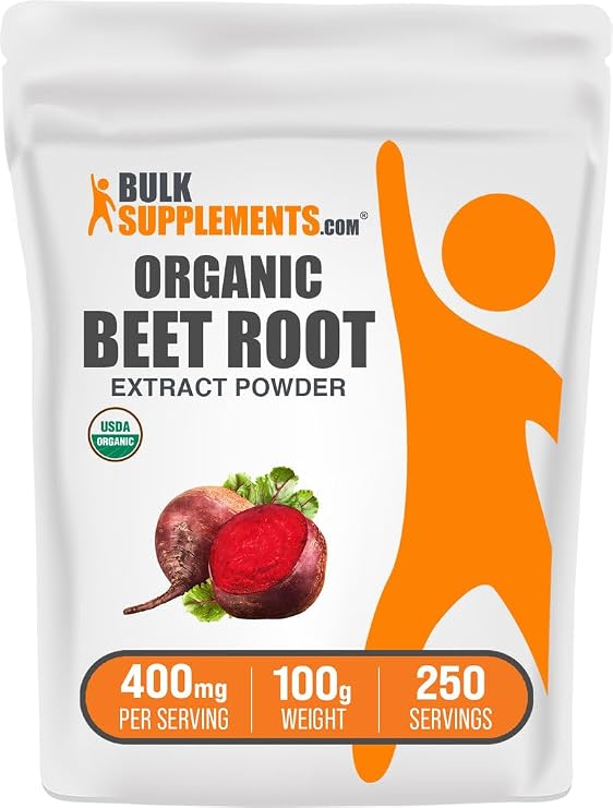 Organic Beet Root Extract Powder - Beet Root Powder, Nitric Oxide Supplement - Vegan & Gluten Free, 400mg per Serving, 100g (3.5 oz) (Pack of 1)
