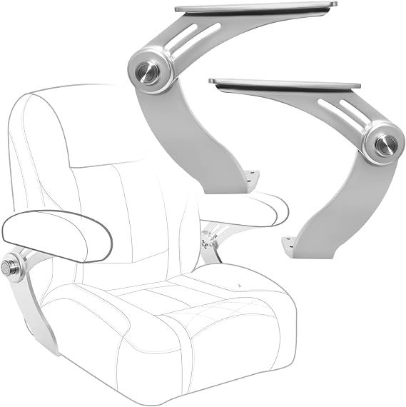 Aluminum Boat Pivot Flip-Up Armrest Set with Locking Switch Provides 90o Rotation of Armrest Boat RV Truck Flip-Up Seat Hinge, Sold in Pairs, Left & Right