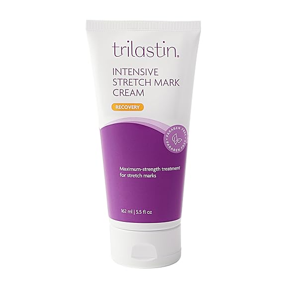 TriLASTIN Intensive Firming Stretch Mark Cream Collagen & Elastin Support Body Cream with Niacinamide, Vitamin C & Vitamin E Firming Cream & Stretch Mark Lotion for Belly, Hips & Thighs 5.5 oz