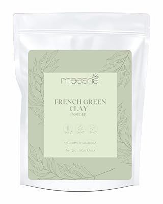 meesha French Green Clay Powder Montmorillonite Clay | 3.5 oz 100g | Detoxifying, cleansing clay | Suitable for all skin types| Face masks | Soap making, Body scrubs, Bath bombs |100% Natural