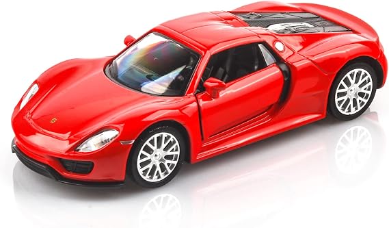 TOKAXI 1/36 Scale Porsche 918 Spyde Diecast Model Cars,Pull Back Vehicles Porsche Toy Cars,Cars Gifts for Boys Girls (Red)