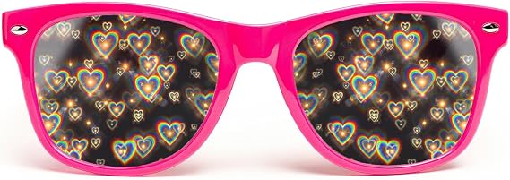 GloFX Ultimate Diffraction Glasses - 3D Rainbow Heart Effect - Great Edm, Concert, and Rave Accessory
