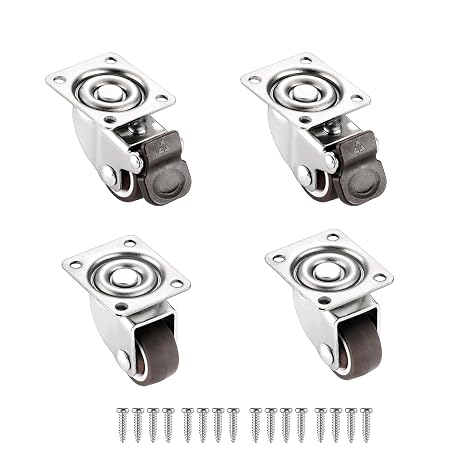WANLIAN 1 Inch Plate Caster Wheels, Low Profile Swivel Casters Set of 4