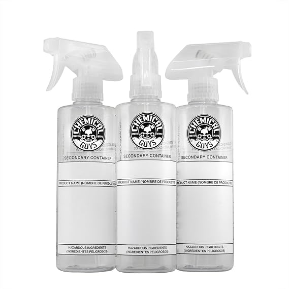 Chemical Guys, Secondary Dilution Bottle with Sprayer, White, 16 oz, 3 Pack