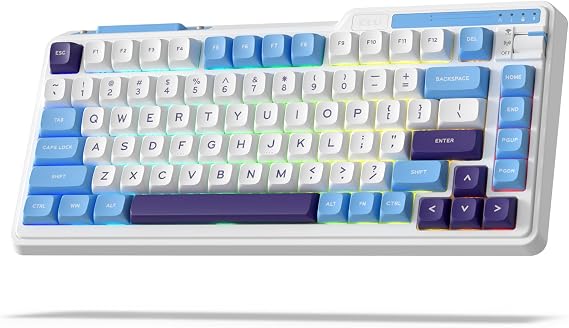 KZZI K75 Lite Wireless Mechanical Keyboard, 75% Gasket Mount RGB Gaming Keyboard w/ 3-Mode Knob BT 5.0/2.4G/USB-C Wired, Hot Swappable, 5-Layer Padding & Creamy Linear Switches, Compact 82 Keys