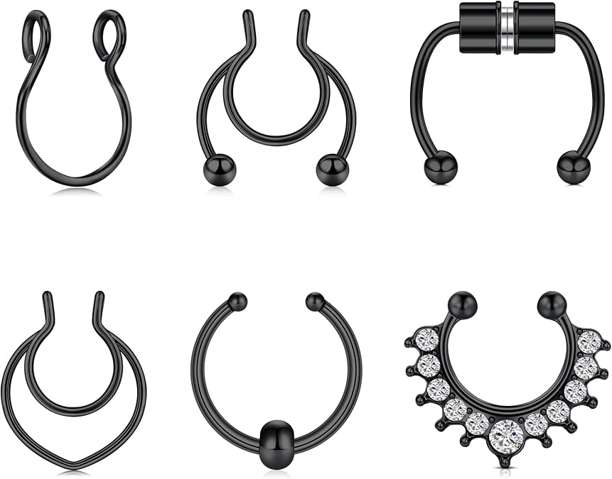Briana Williams Fake Septum Piercing Fake Septum Ring Faux Septum Nose Rings Fake Septum Fake Nose Ring Clip On Septum Nose Ring Faux Septum Piercing for Women Non Piercing Fake Septum Hoop Jewelry
