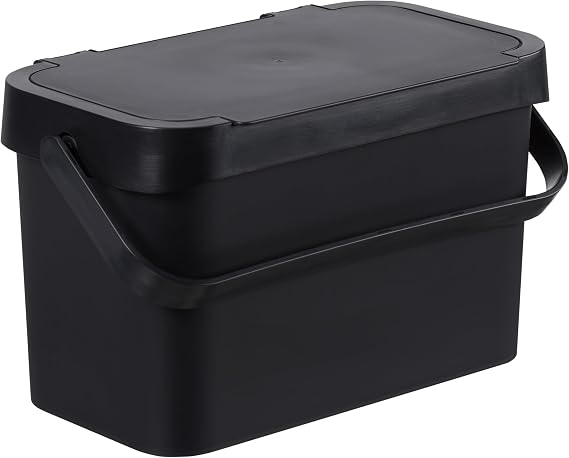 SmartStore Food Waste Caddy 5 L | Black | Kitchen Recycling and Compost | Bin with Handles | Recycled Plastic | | L29 x W17 x H17 cm