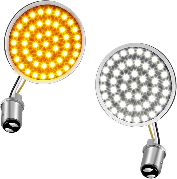 NTHREEAUTO 1157 Front LED Turn Signals 2 Inch Bullet Blinkers SMD Panel Compatible with Harley Dyna Sportster Road King Street Glide Softail