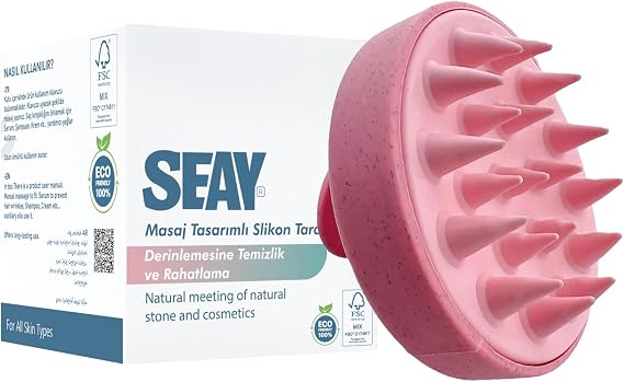 Seay Saç Bakım Fırçası, Saç Derisine Masaj Yapan Şampuan Tarağı, Duş Fırçası Slikon Saç Masaj Tarağı