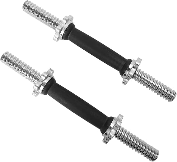 Threaded Dumbbell Rubber/Chrome Handles 1 Inch Pair, Adjustable Dumbbell Bar Handles, Fits Standard Weight Plates with 1 Diameter, for Gym Workouts, Exercise, Weightlifting, Sold in Pair