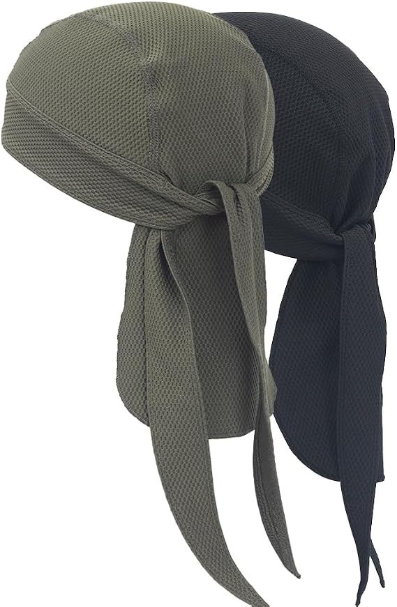 Men's Do Rag Sweat Wicking Durag Cooling Helmet Line Headwear Dew Rags