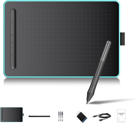 Drawing pad, 8.265.5 inches, ergonomically Designed, Equipped with an 8192-level Passive Pressure-Sensitive Pen, Compatible with Windows, Mac OS and Android Systems.