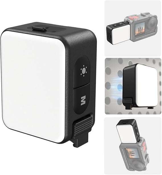 TELESIN Vlogging Light Mini LED Action Camera Video Light Magnetic Photography Fill Lighting for DJI Osmo Action 6 Action 5 Pro 4/3 Camera Cage Accessories