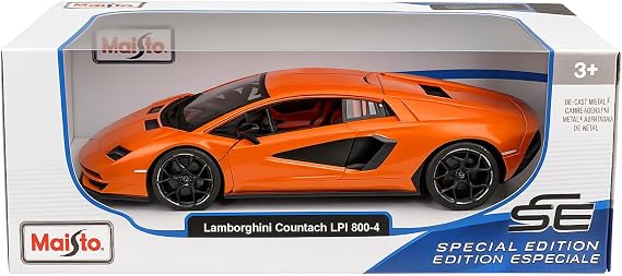 Lambo Countach LPI 800-4 Orange with Red Interior Special Edition 1/18 Diecast Model Car 31459OR