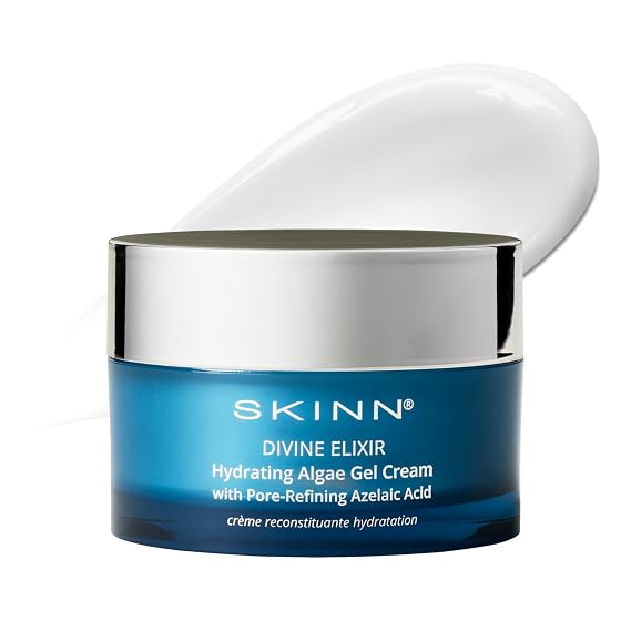 SKINN Divine Elixir Algae Gel Cream Moisturizer for Dry Skin - 1.7oz | Gel Moisturizer for Face & Body That Hydrates & Exfoliates Skin While Plumping Appearance - Help Reduce Fine Lines