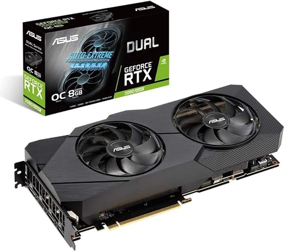 ASUS GeForce RTX 2080 Super Overclocked 8G GDDR6 Dual-Fan EVO Edition VR Ready HDMI DisplayPort 1.4 Graphics Card (DUAL-RTX2080S-O8G-EVO)