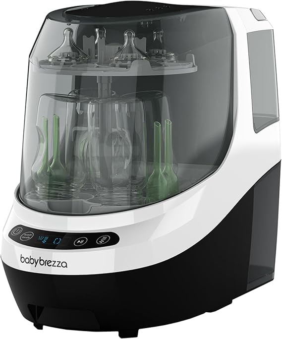 Baby Brezza Baby Bottle Washer Pro - Clinically Proven Better Cleaning - Washer, Steriliser + Dryer in One Appliance for Essentials Like Bottles + Pump Parts – Machine Replaces Brushes + Racks White