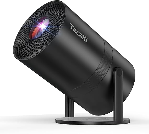 [Two-Way Bluetooth 5.2] Mini Portable Projector 1080P HD Multi-Angle Projection, Tecaki Smart Projector with 180Rotatable Stand Auto Keystone Correction Long Lens Life for Home Theater Outdoor