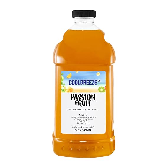 Coolbreeze Passion Fruit Frozen Drink Machine Slush Mix - Ready to Use Frozen Slushie Flavor Syrup - 1/2 Gallon Bottle