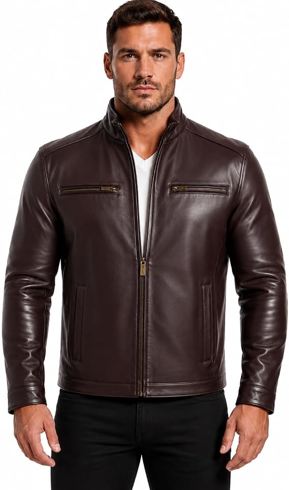 REED EST. 1950 Men's Jacket Genuine Lambskin Leather Winners Coat | Stand UP Collar