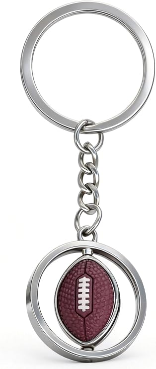Rotatbale Rugby Keychain Charms Sports Football Key Chain Ring Pendant Keyring Gifts for Women Men