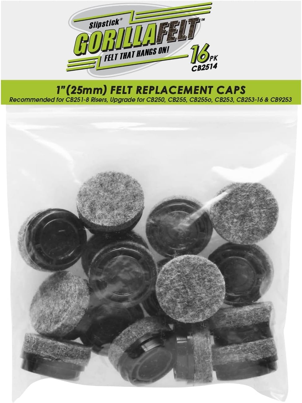 Slipstick GorillaGlides Replacement Slider Caps Screw-in Sliders (1 Inch Felt)