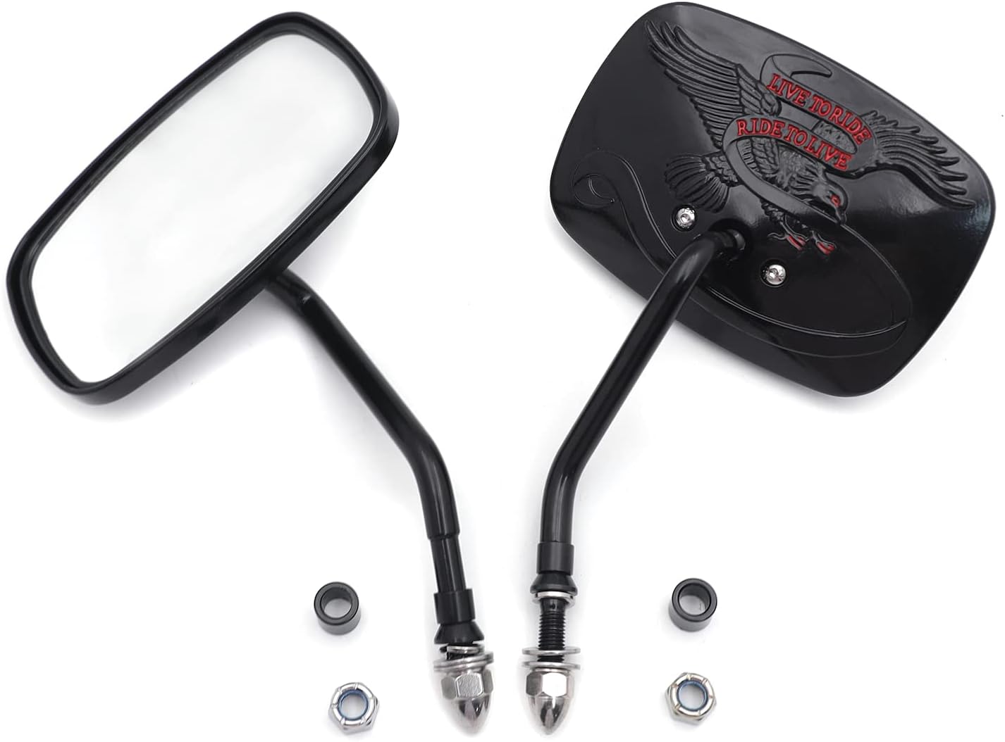 HTTMT MT351- Rear View Side Mirrors Compatible with Harley Davidson Eagle Spirit Live to Ride 3D Black