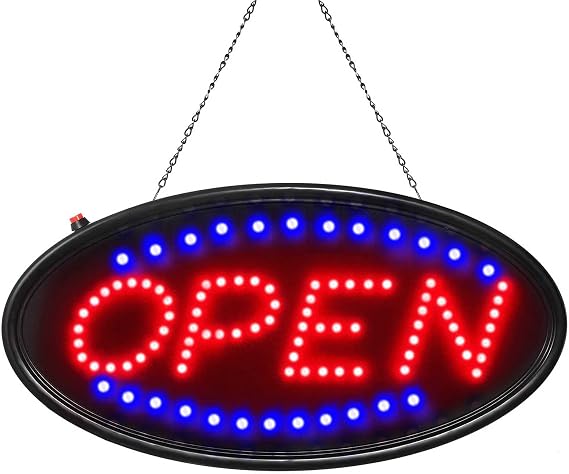 TeqHome Bright LED Open Sign, Open Sign Electric Display Signs