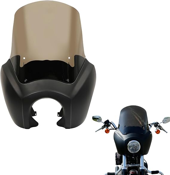 TCMT Headlight Fairing Cover with 15'' Smoke Windshield Fits For Harley Dyna FXDXT T-Sport (Matte Black+Smoke)
