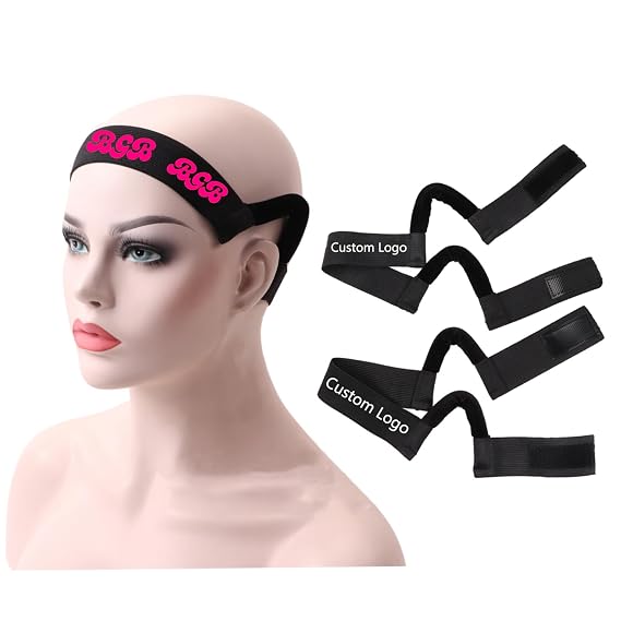 Handmade 20pcs Custom Logo Painless Comfortable Wig Band For Melting Lace Band,Adjustable Lace Wig Band with Ear Hanger, Wig Edge Lace Frontal Melt Band (Black, 3.5 cm)