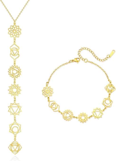 Spiritual Chakra Necklace for Women Trendy - Gold Long Necklaces Yoga Dainty Trendy Y Prom Birthday