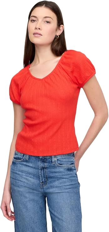 Gap Women's Pointelle V-Neck Tie Front Knit Top