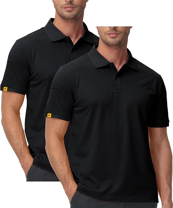 ZITY Mens 2 Pack Polo Shirts Short Sleeve Performance Sports Golf Shirt for Men Tactical Shirt