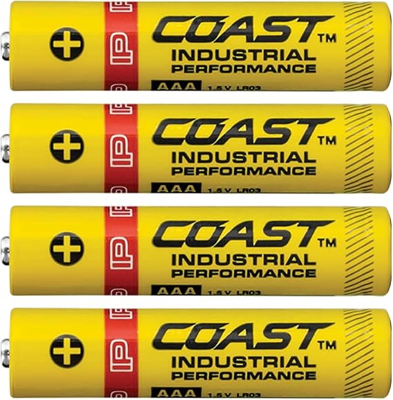Coast 4 Pack AAA Industrial Performance Alkaline Batteries, High-Performance