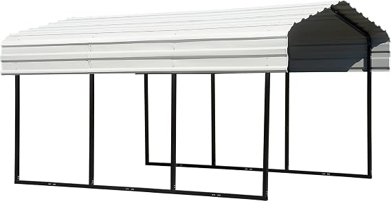 Arrow Sheds 10' x 15' x 7' 29-Gauge Carport with Galvanized Steel Roof Panels and Enclosure Kit, Eggshell