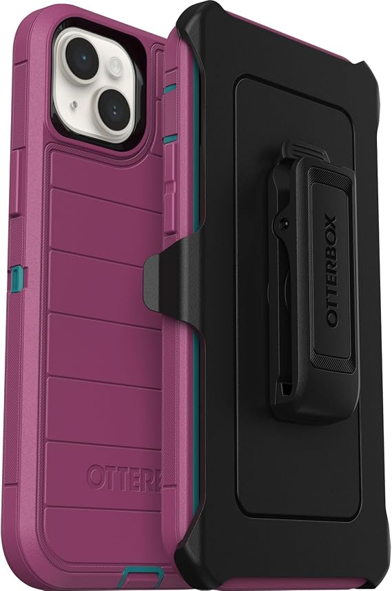 OtterBox iPhone 15 Plus and iPhone 14 Plus Defender Series Pro Case - Canyon Sun (Pink), screenless, Rugged & Durable, with Port Protection, Includes Holster Clip Kickstand