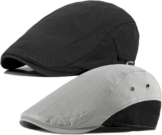 2 Pack Men's Cotton Flat Cap Ivy Gatsby Newsboy Hat