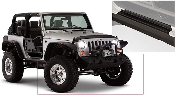 Bushwacker Trail Armor Side Rocker | 2-Piece Set, Black, Textured Finish | 14011 | Fits 2007-2018 Jeep Wrangler JK 2-Door