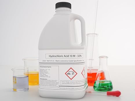 Hydro-Chloric Acid 32% - Laboratory Grade 1 Gallon | 10 Molar - High Purity, Lab Grade