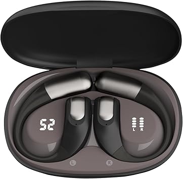 Wireless Open-Ear Headphones,Lightweight EarHooks-Style Earbuds,Bluetooth5.4 Wireless Earphones,48H Playtime, IPX4 Waterproof Running Headphones for Gym Black